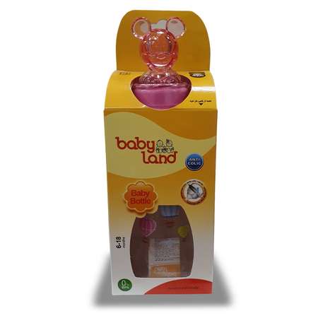 Бутылочка Baby Land с ручками и колпачком-игрушкой 240мл с силиконовой соской Air System розовый