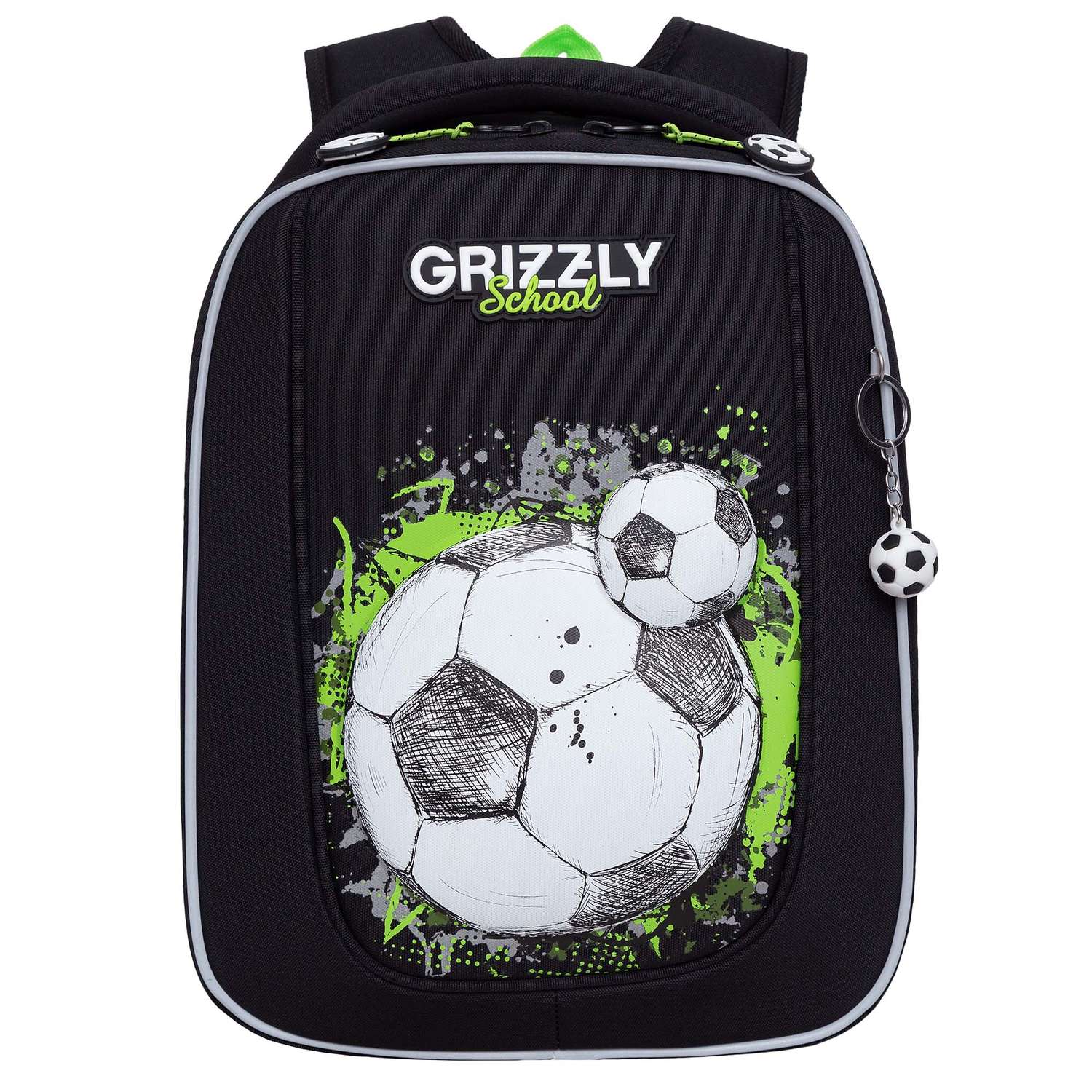 Рюкзак школьный Grizzly Черный-Салатовый RAf-393-4/1 - фото 2