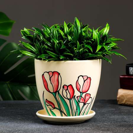 Горшок Sima-Land цветочный «Тюльпаны» разноцветный 1.4 л