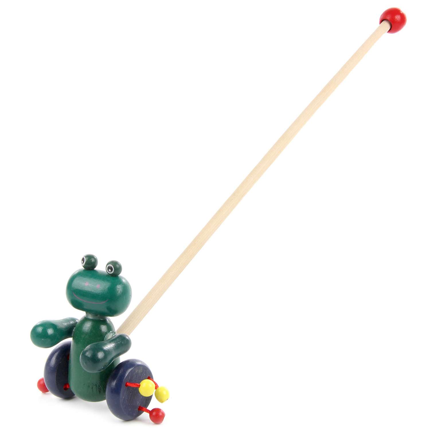 Игрушка-каталка Amico деревянная  на палочке лягушка - фото 1