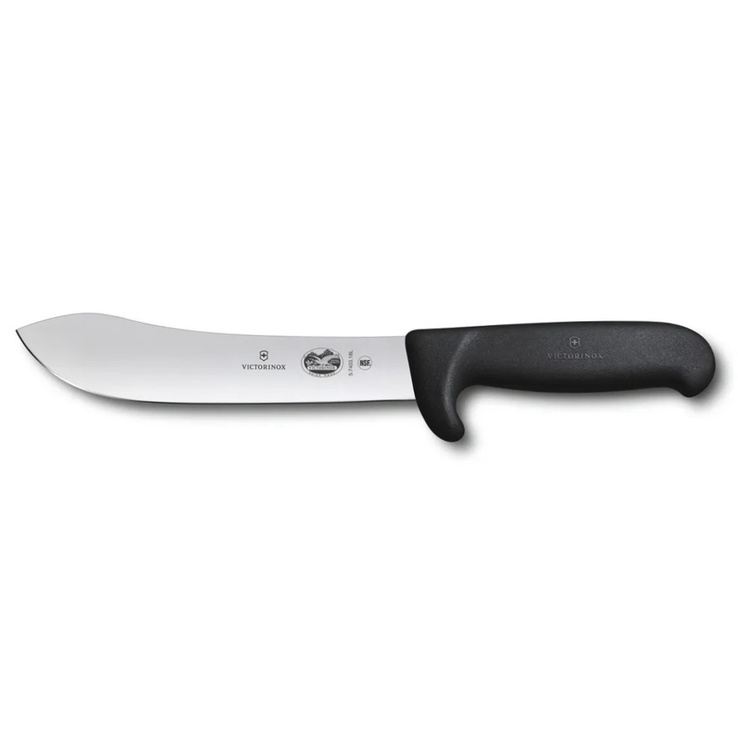Нож кухонный Victorinox Butchers knife 5.7403.18 стальной разделочный лезвие 180 мм прямая заточка черный - фото 1