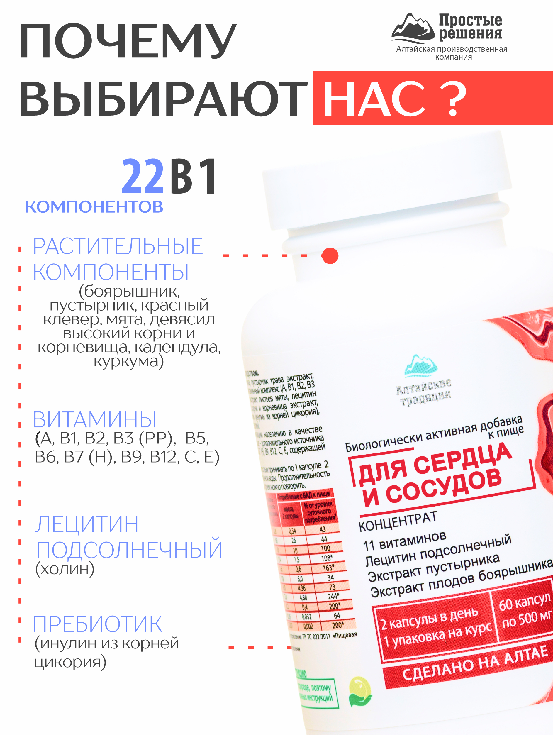БАД к пище Алтайские традиции Концентрат Сердце и сосуды 60 капсул - фото 3