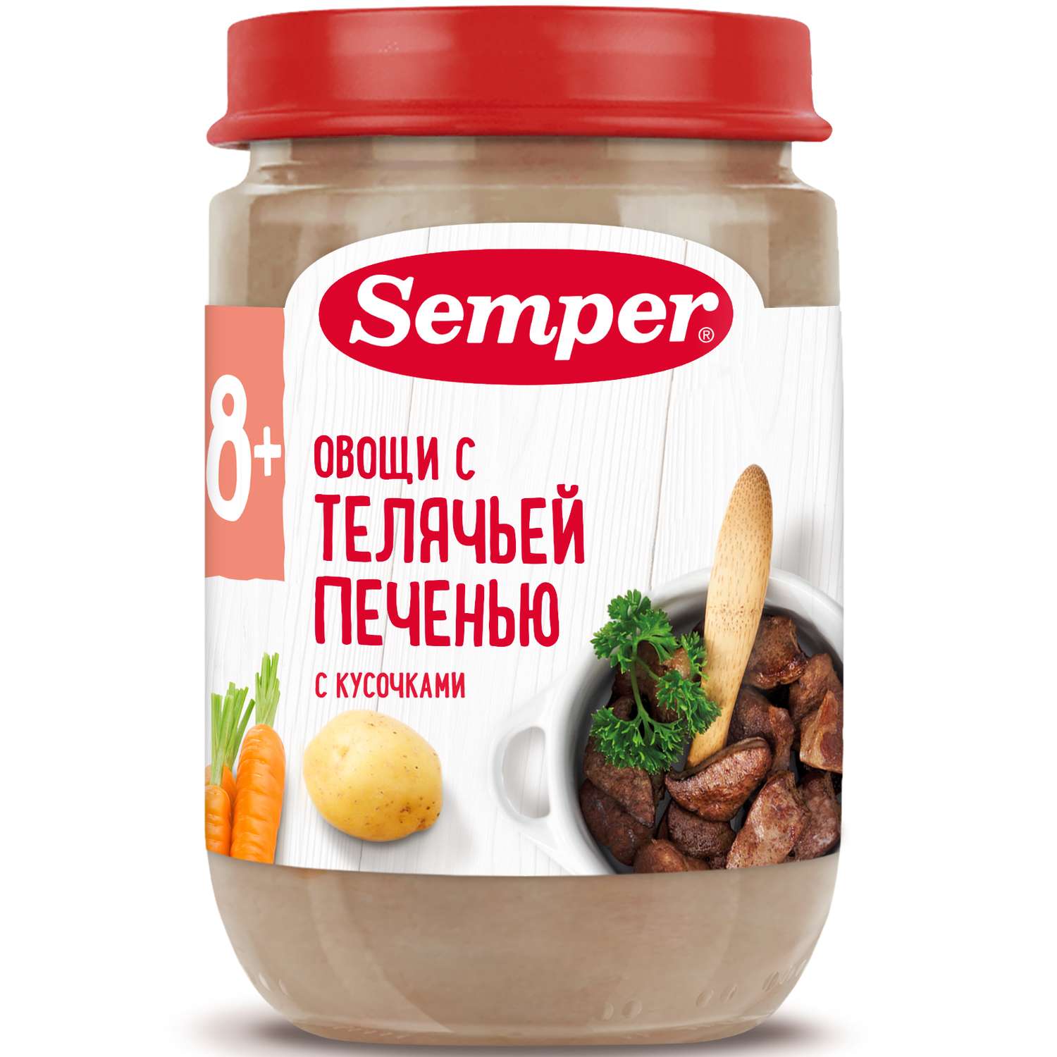 Пюре Semper овощи-телячья печень 190г с 8месяцев - фото 1