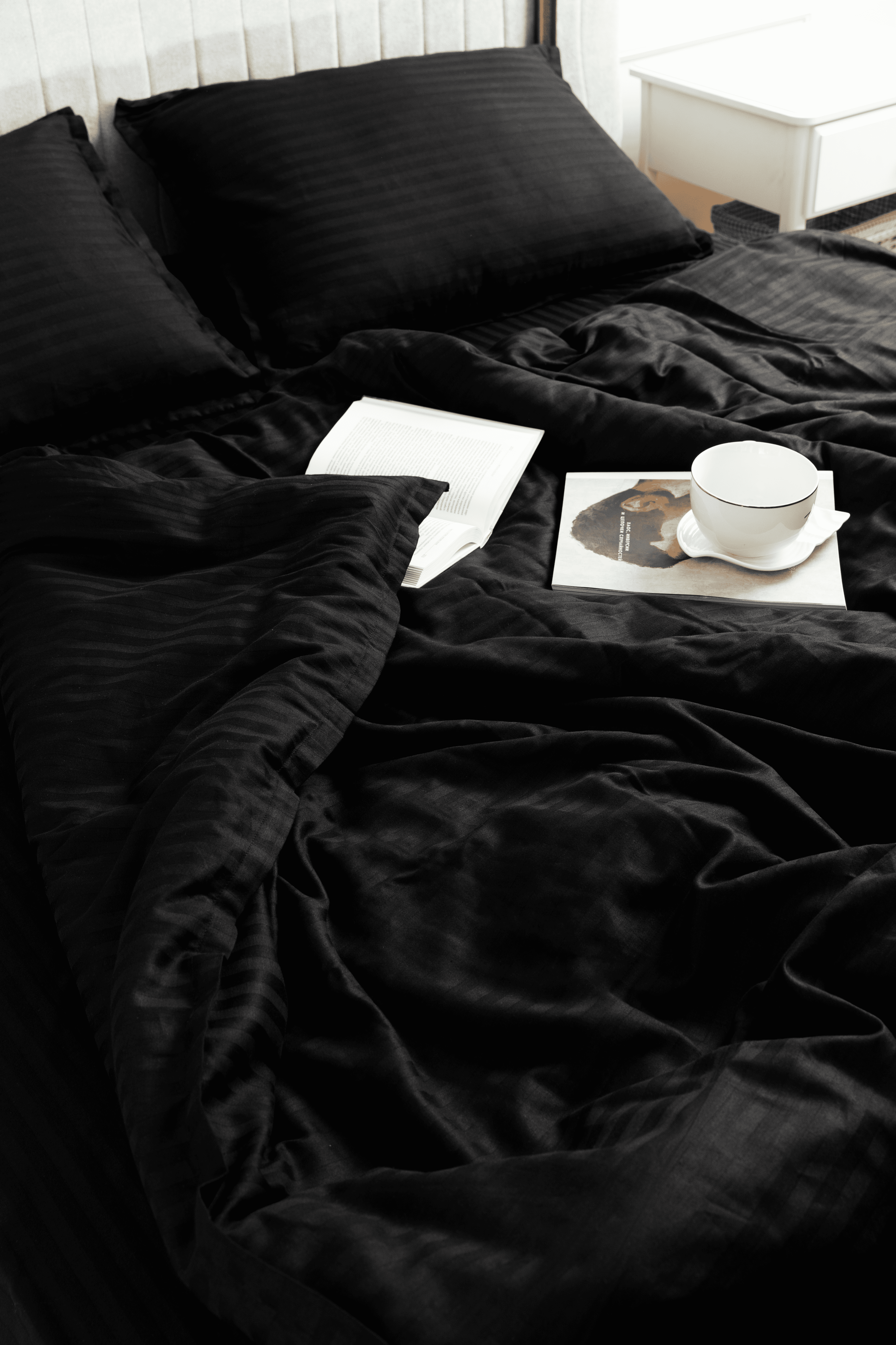Комплект постельного белья LELIT 2-х спальный 100% страйп-сатин 145гр/м2 черный - фото 3