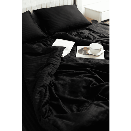 Комплект постельного белья LELIT 2-х спальный 100% страйп-сатин 145гр/м2 черный