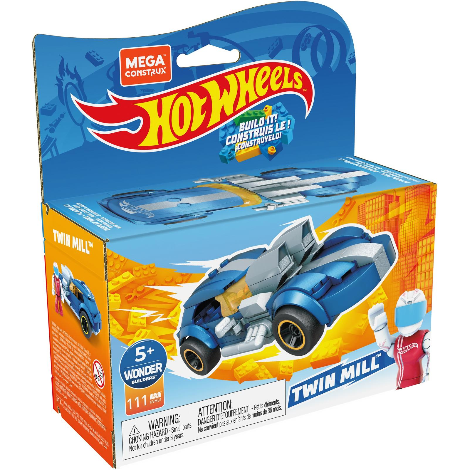 Конструктор Mega Construx Hot Wheels Машинка гоночная Твин Милл GVM31 - фото 3