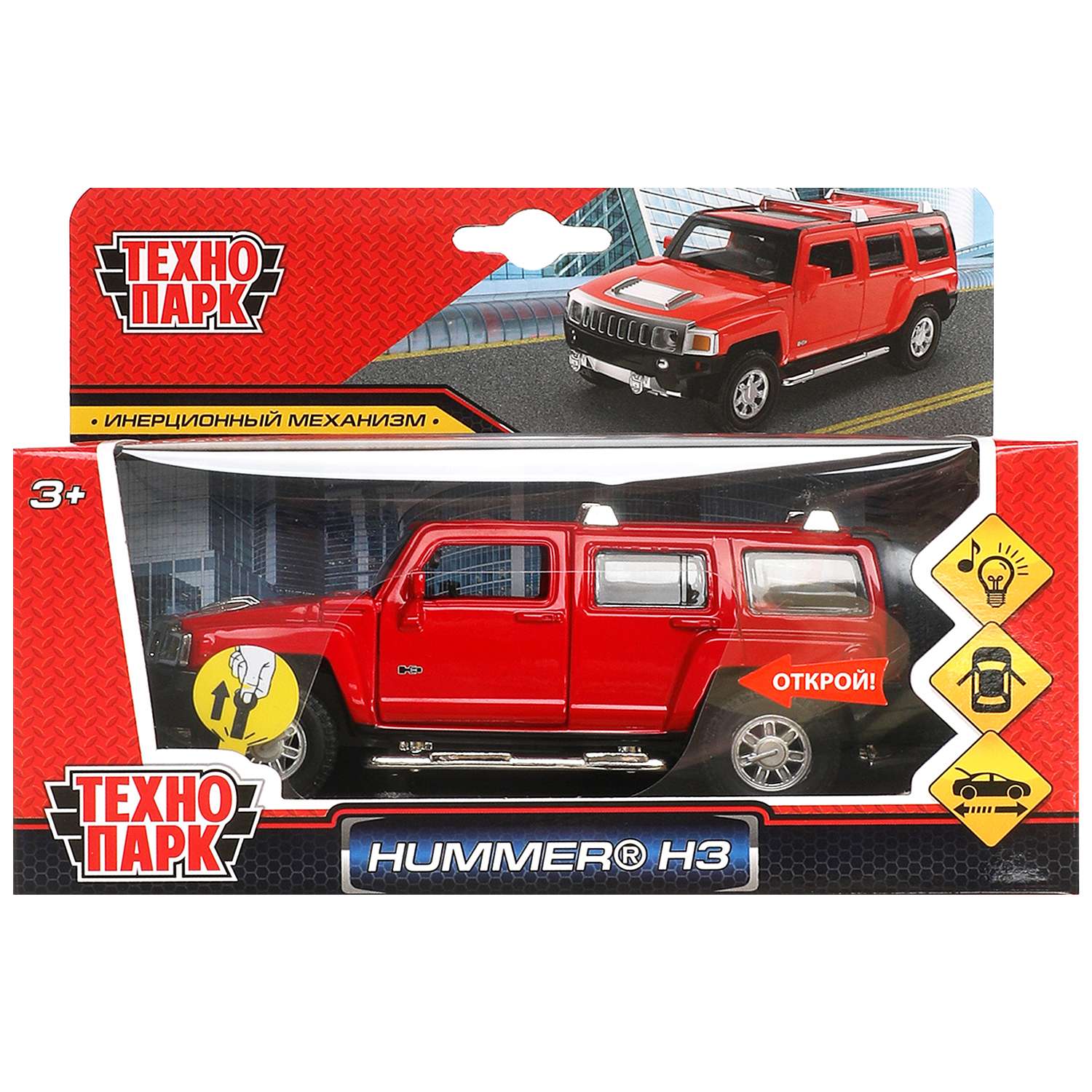 Автомобиль Технопарк Hummer H3 красный 380129 - фото 2
