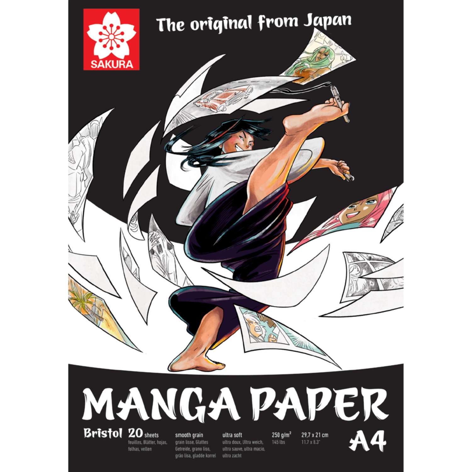 Блокнот для рисования Sakura Manga A4 250г/м2 20 листов гладкое зерно - фото 1