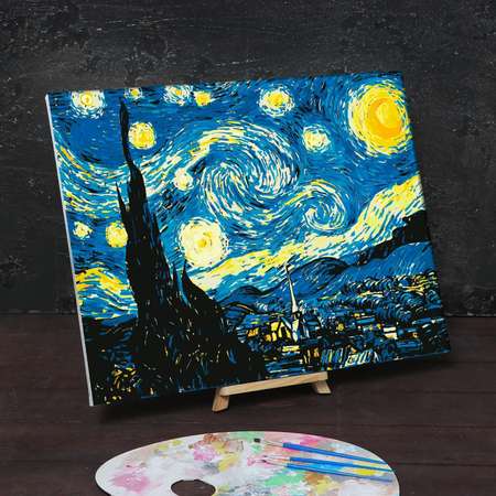 Картина Школа Талантов по номерам на холсте с подрамником «Звёздная ночь» Винсент ван Гог 40х50 см
