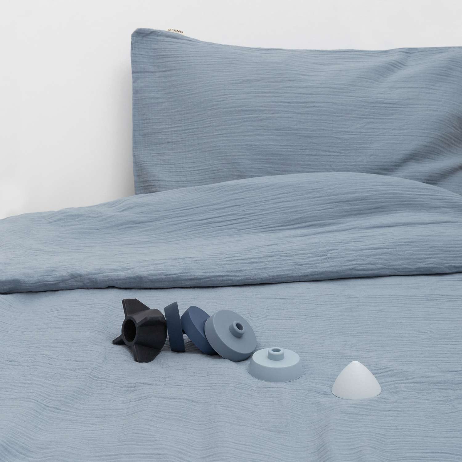 Комплект постельного белья LUKNO Муслиновое полутороспальное голубой 3 предмета - фото 8