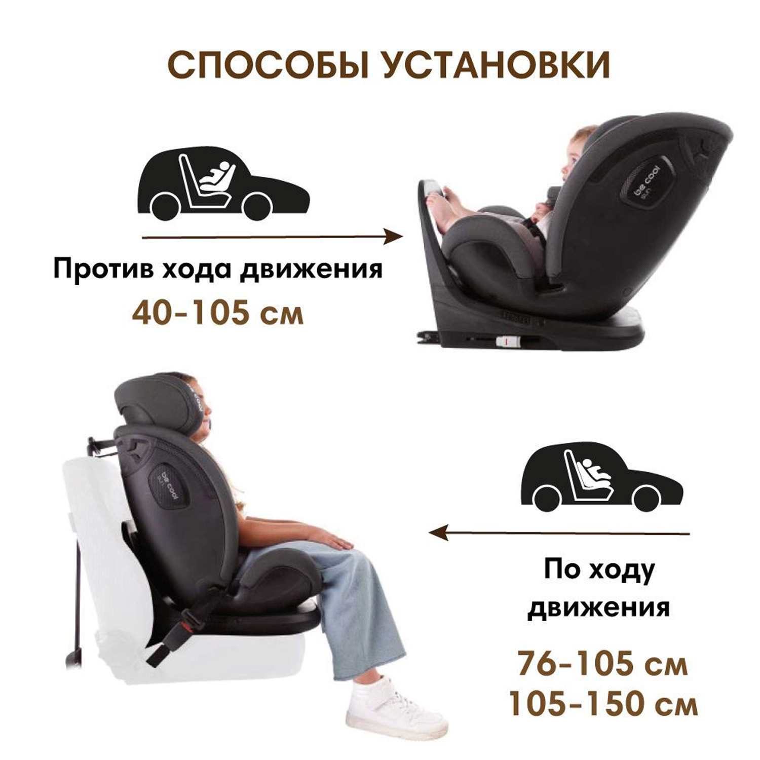 Автокресло Be Cool Sun I-Size рост от 40 до150 см/ 0-12 лет/ гр.0 1 2 3 Be Dark - фото 14