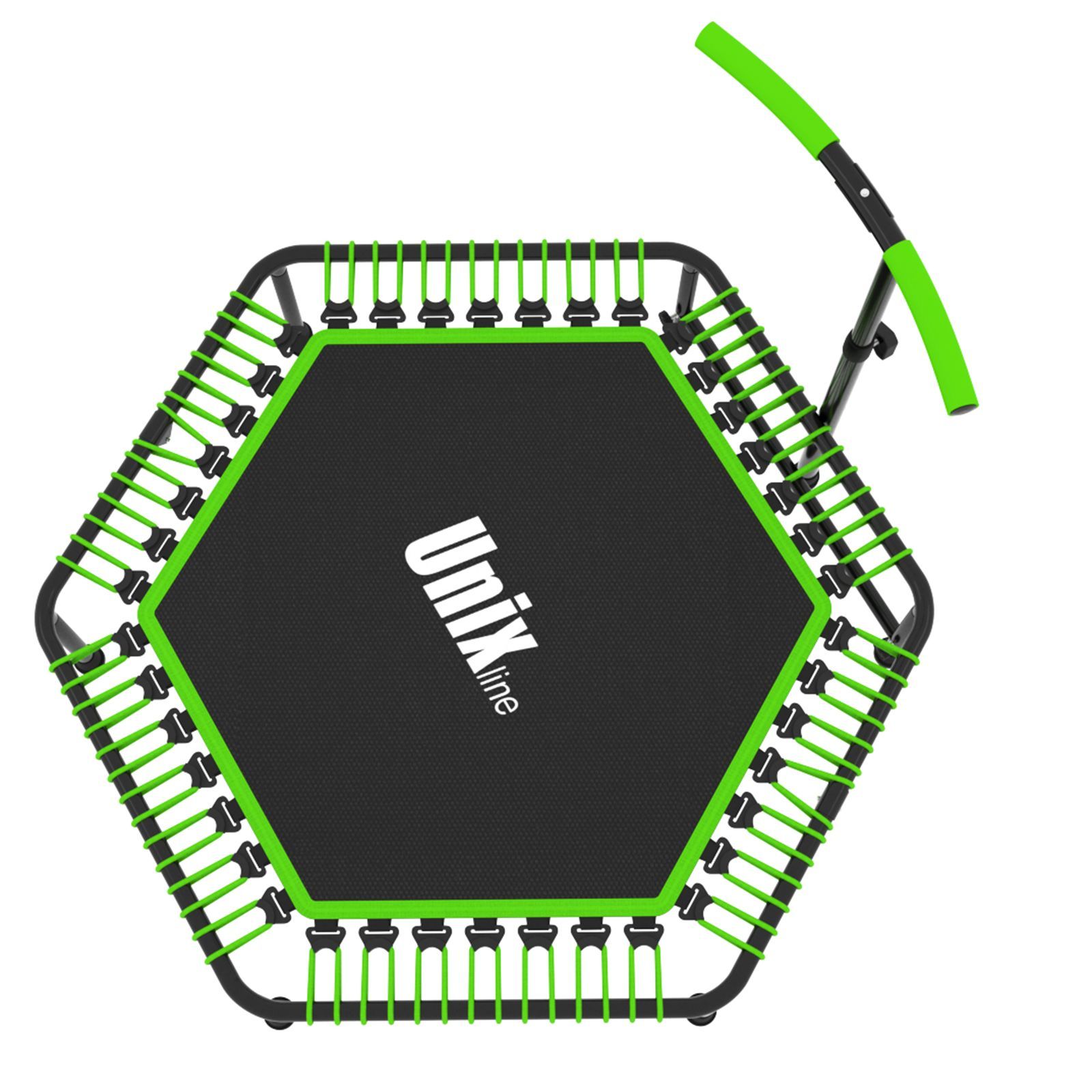 Батут спортивный с ручкой UNIX line Fitness Green диаметр 130 см до 130 кг фитнес батут джампинг батут - фото 10