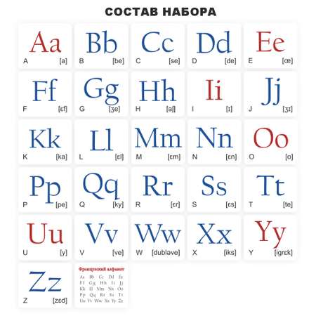 Развивающие обучающие карточки Крокуспак Французский алфавит 27 шт 332073