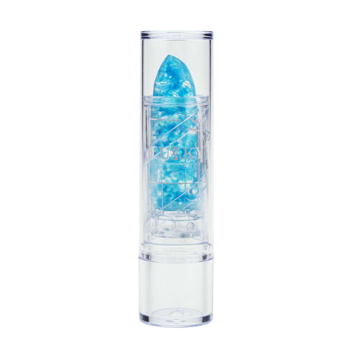Бальзам-помада для губ Lukky Конфетти прозрачный с голубыми блестками - фото 1