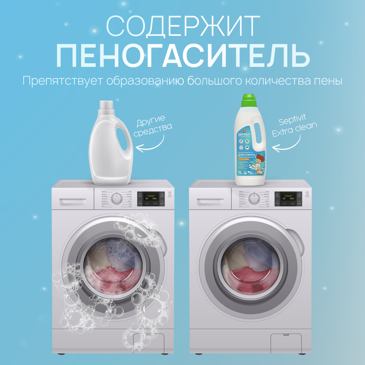 Гель для стирки SEPTIVIT Premium для Сильнозагрязненных белых вещей Extra Clean 1л - фото 7