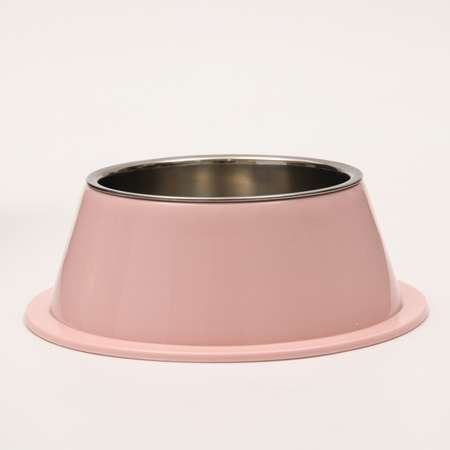 Миска Пижон металлическая с высоким бортом на пластиковом основании 13.5х6.6 см розовая 500 мл