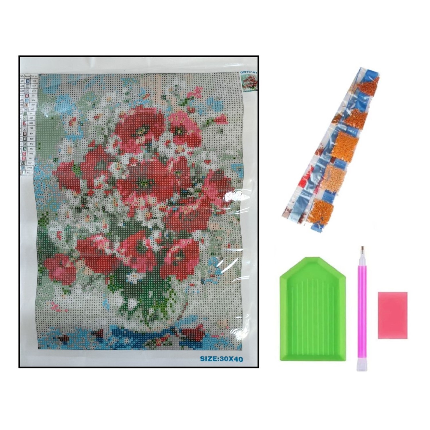 Алмазная мозаика Seichi Маки с ромашками в вазе 30х40 см - фото 4
