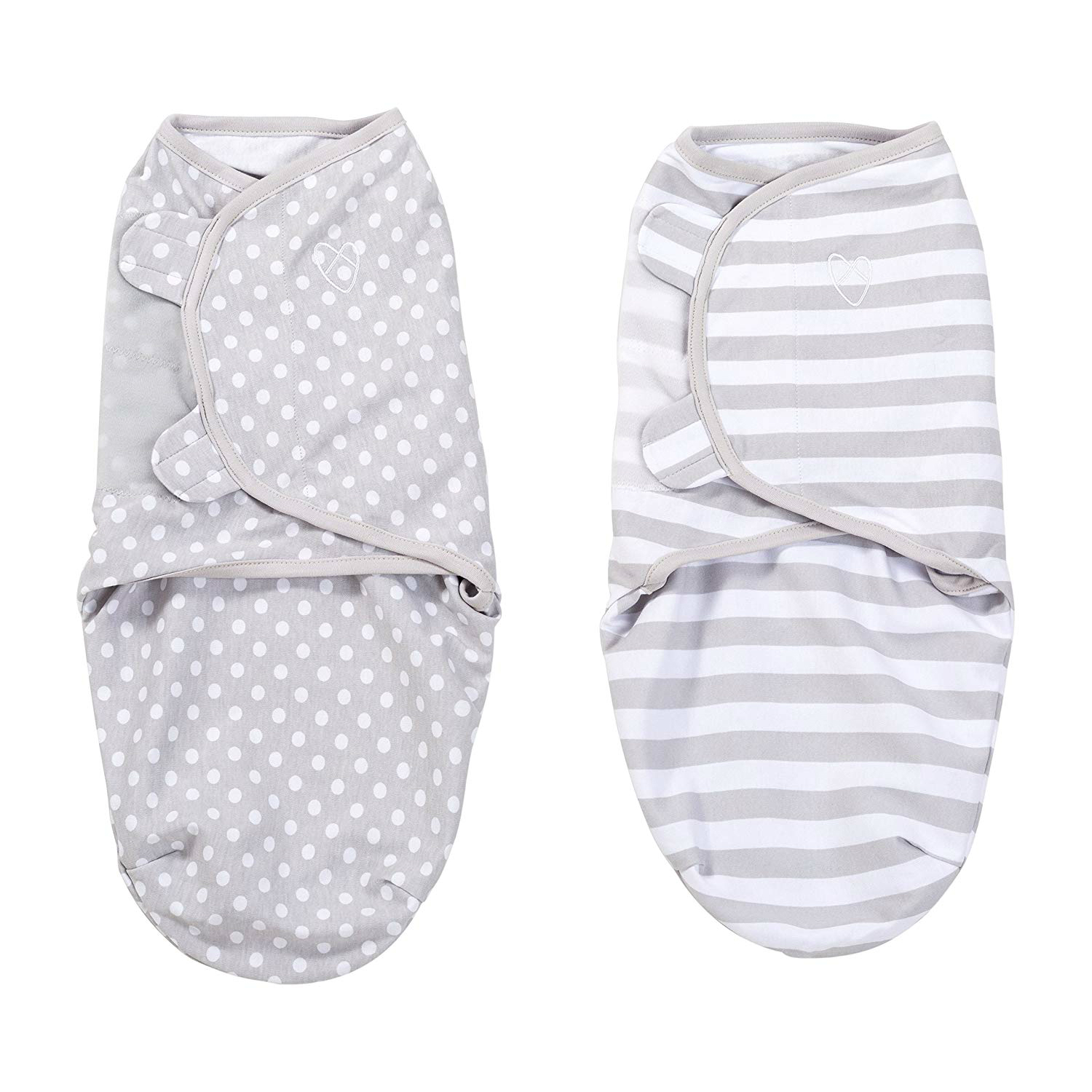 Конверт Summer Infant SwaddleMe Полоски Горошки на липучке S/M 2шт Серый - фото 1