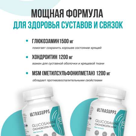 Глюкозамин Хондроитин МСМ ULTRASUPPS Комплекс для суставов и связок 90 таблеток