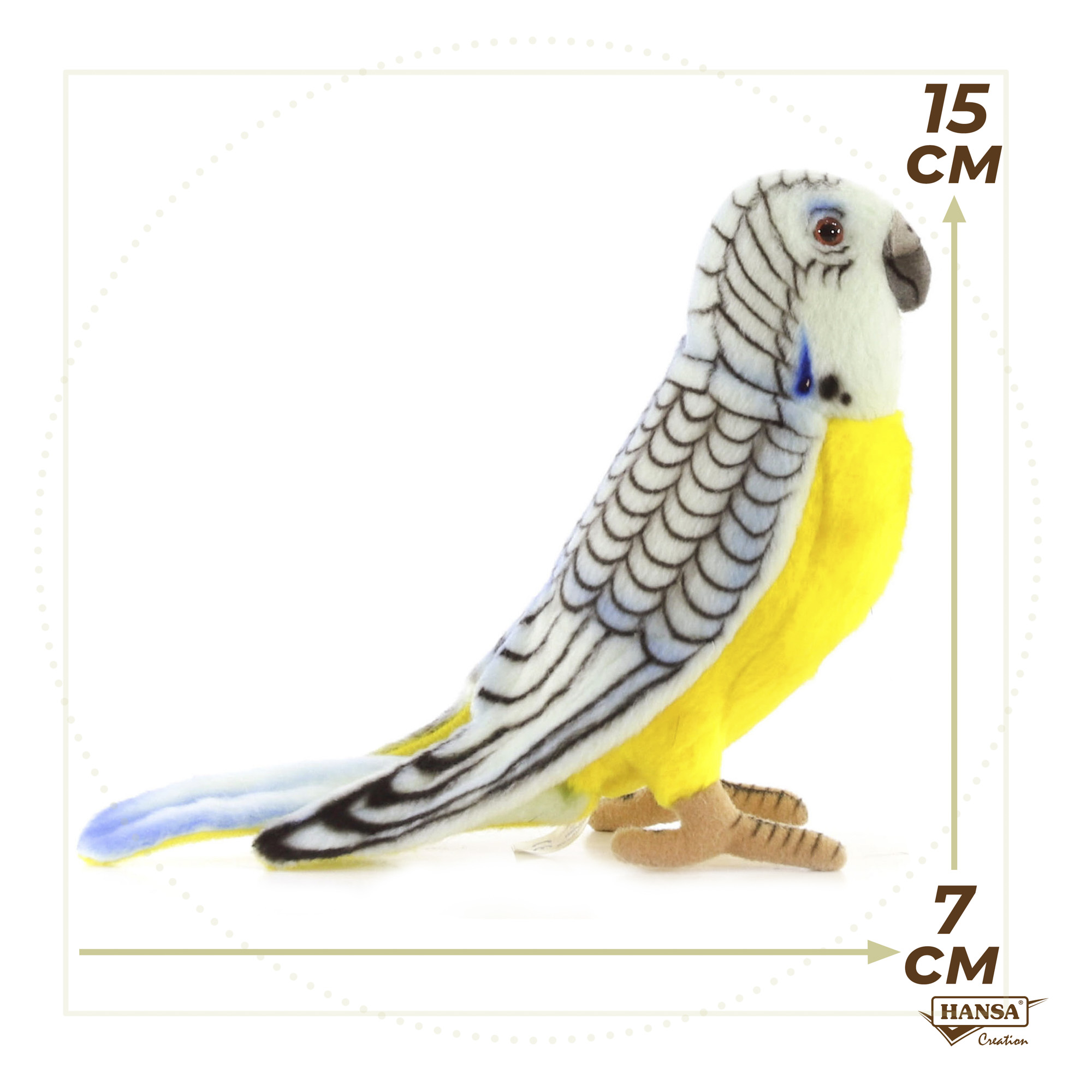 Реалистичная игрушка HANSA Попугай волнистый голубой 15 см - фото 5