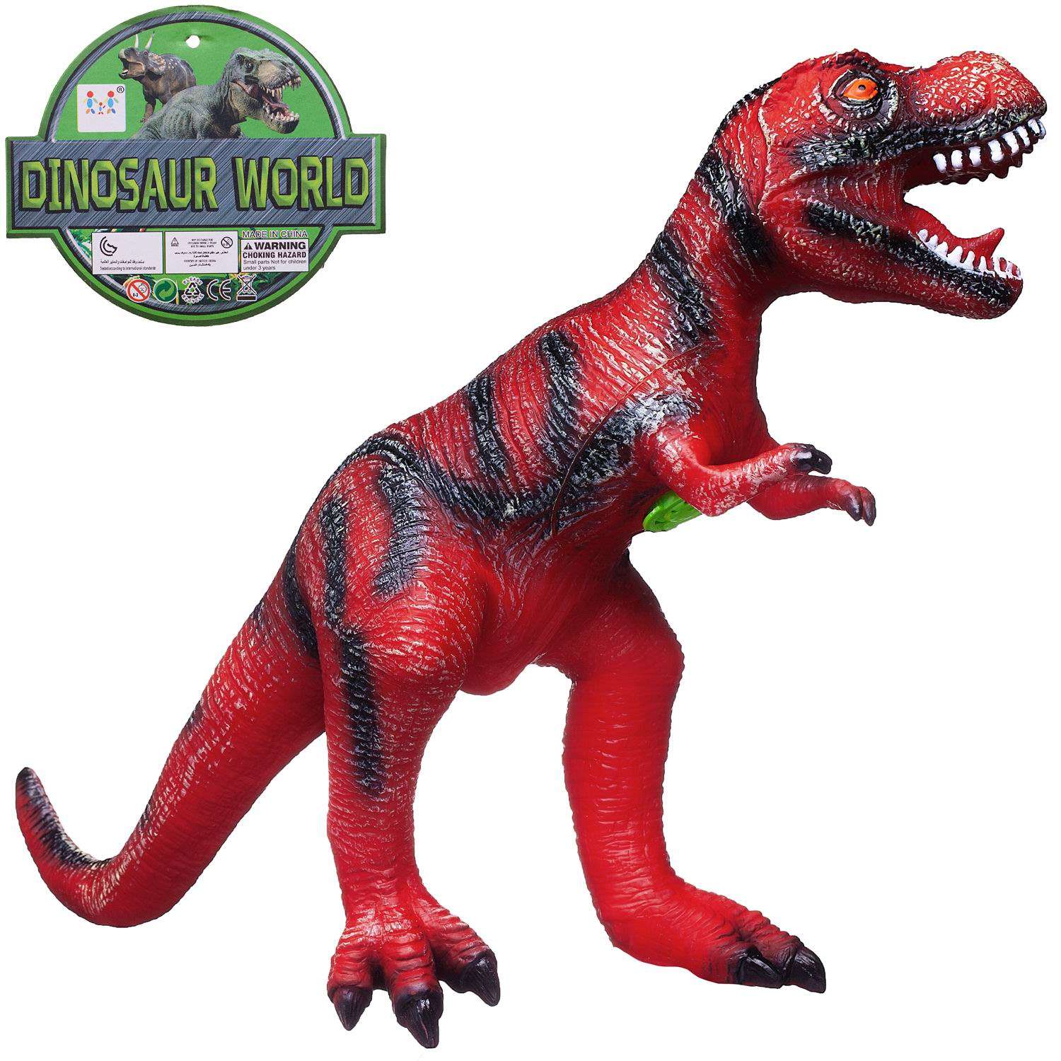 Фигурка Динозавр Junfa Длина 50 см со звуком Красный с черным - фото 1