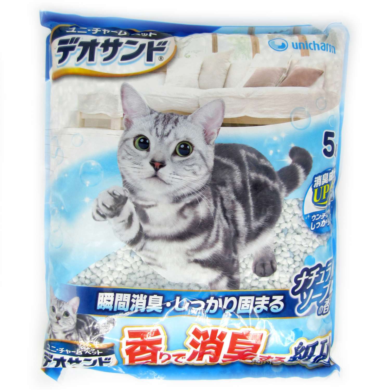 Наполнитель для кошек Unicharm бумажный дезодорирующий аромат мыла 5л - фото 1