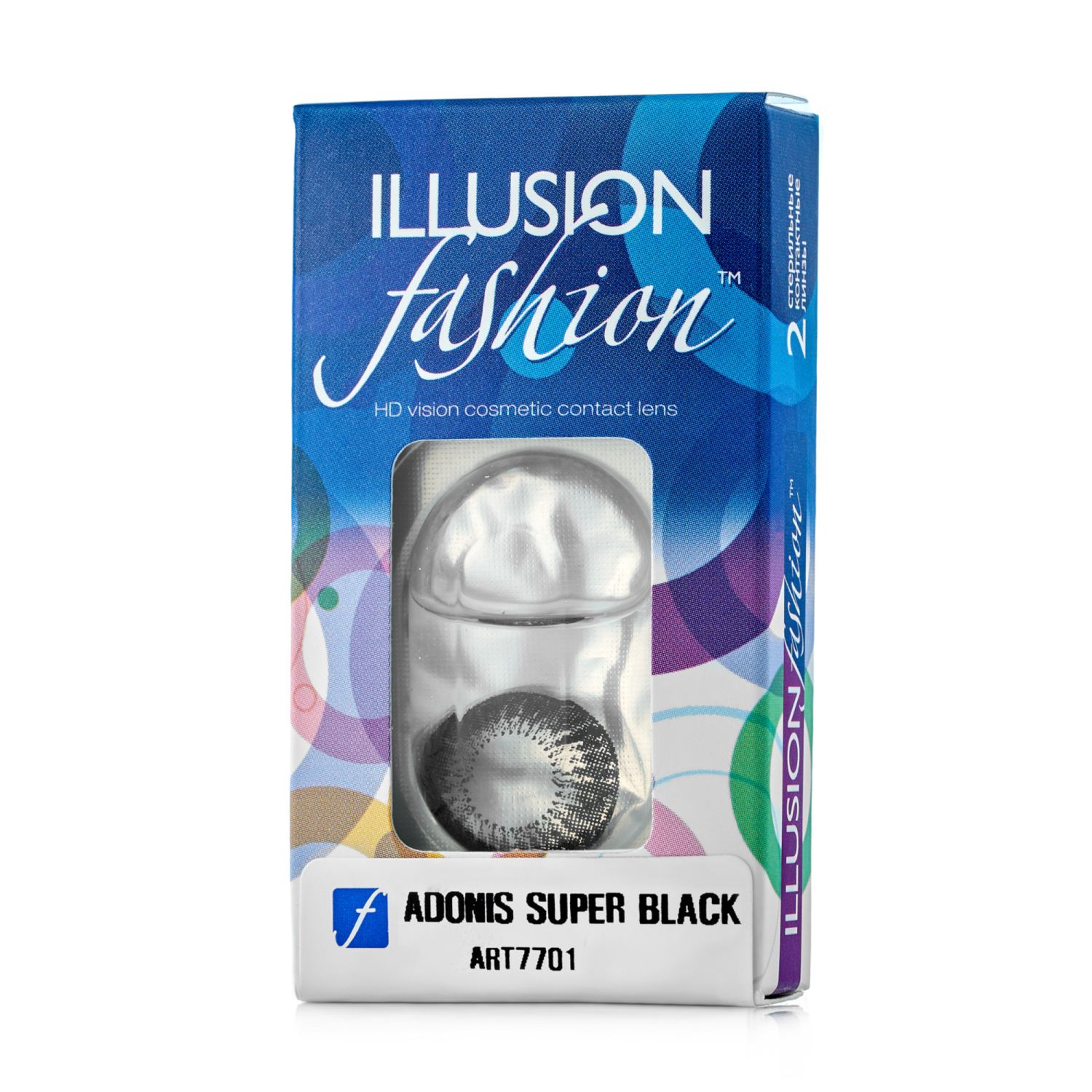 Контактные линзы ILLUSION fashion adonis super black на 1 месяц -6.00/14.5/8.6 2 шт. - фото 1