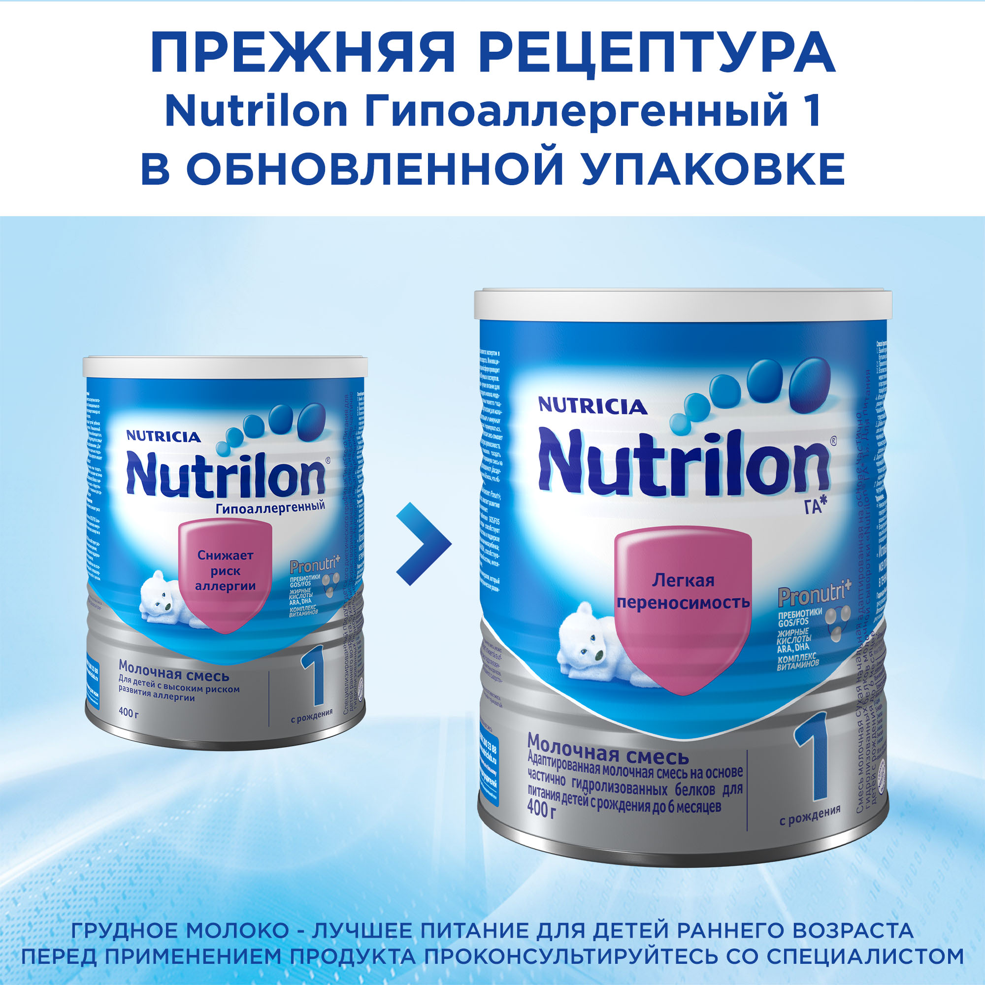 Смесь молочная Nutrilon 1 ГА 400г с 0месяцев купить по цене 1249 ₽ в  интернет-магазине Детский мир