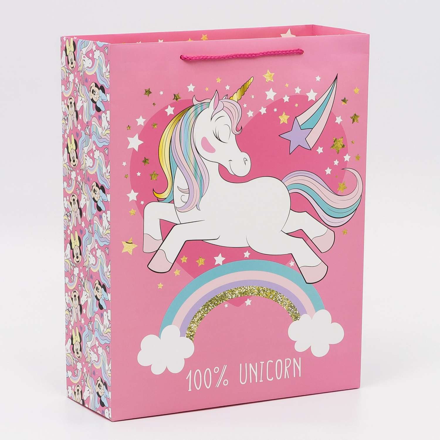 Пакет подарочный Disney «100% unicorn» Единорог. Минни Маус - фото 1