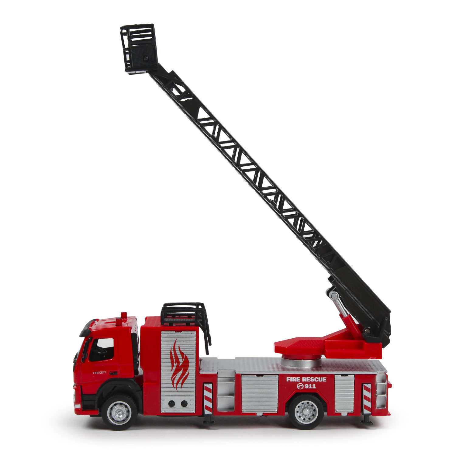 Машина MSZ 1:50 Volvo Fire Fighting Ladder Truck Красная 68381 68381 - фото 7