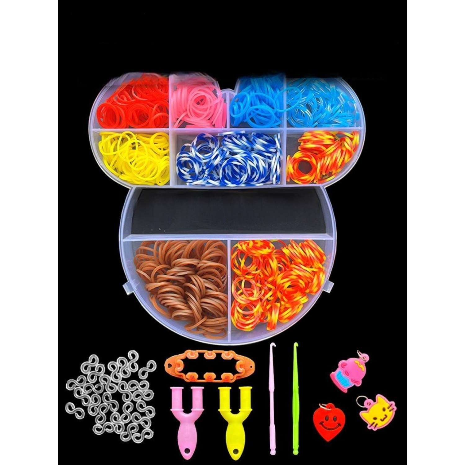 Набор резинок для плетения Color Kit для плетения браслетов Микки Маус 600 шт 5 видов деталей - фото 1
