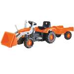 Трактор-экскаватор на педалях Dolu с прицепом оранжевый