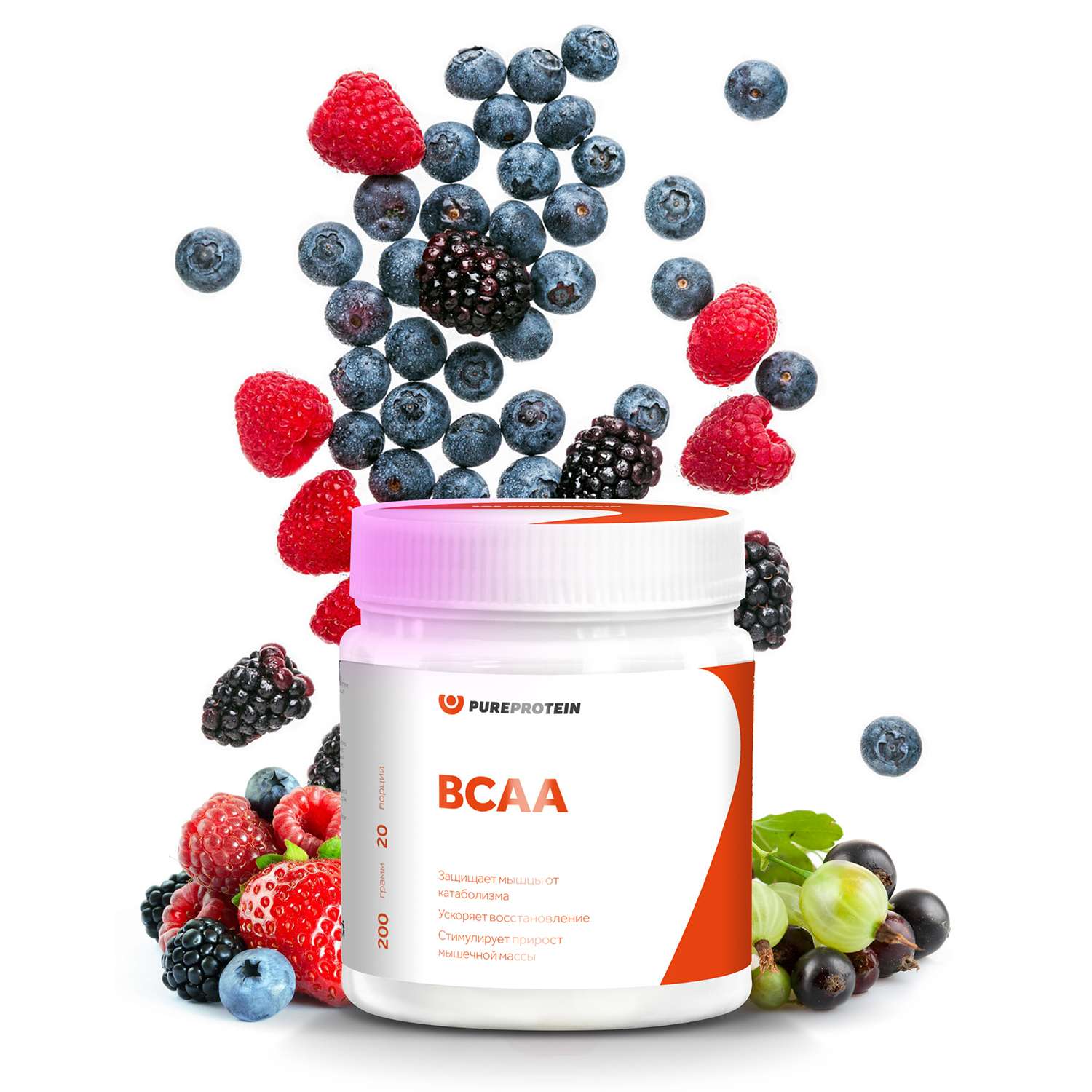 Специализированный пищевой продукт pureprotein bcaa 2 PUREPROTEIN 1 лесные ягоды 200г - фото 2