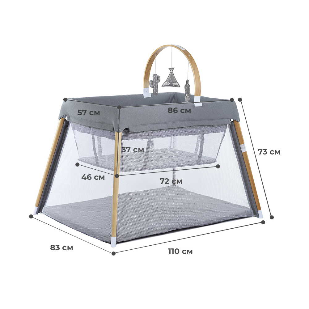 Складной манеж-кровать BabyRox Серый T2-W - фото 6