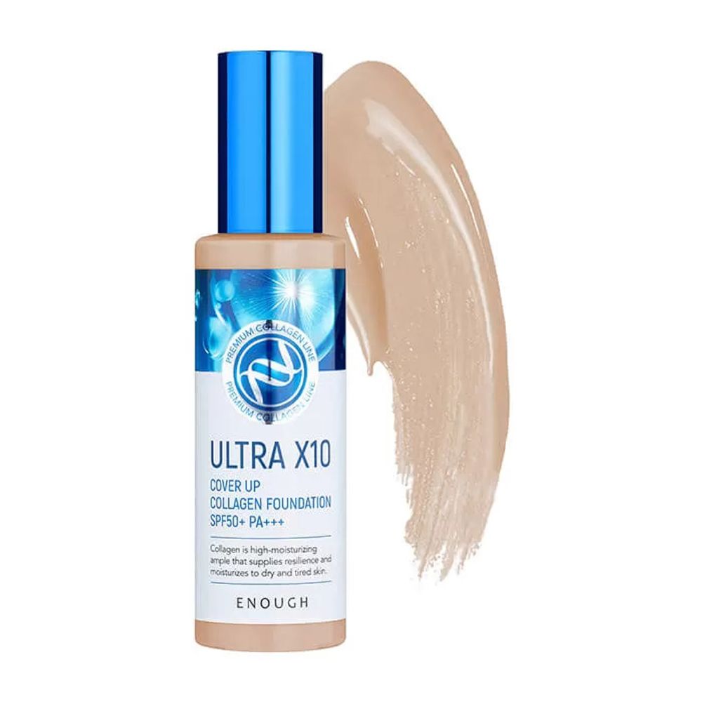 Тональный крем ENOUGH с коллагеном Ultra X10 Cover Up Collagen Foundation SPF50+ PA+++ Тон 21 100 мл - фото 1