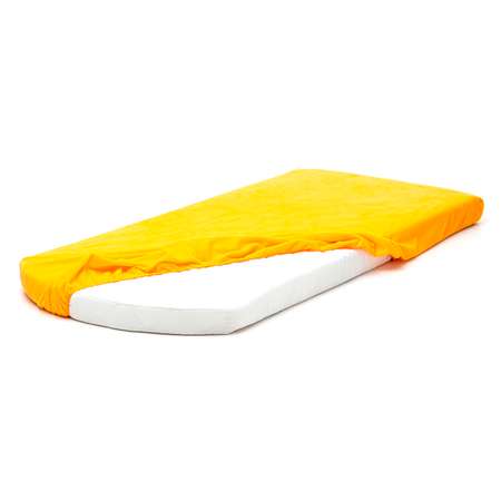 Кроватка-машинка ROMACK Baby желтая + экоматрас + подсветка дна и фар + чехол