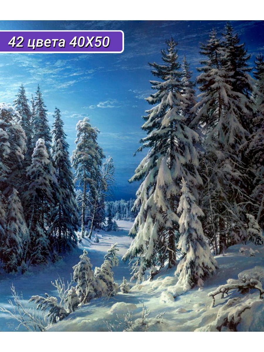 Алмазная мозаика Cristyle картина стразами Зимняя ночь 50х40 см Cr 450059 - фото 1