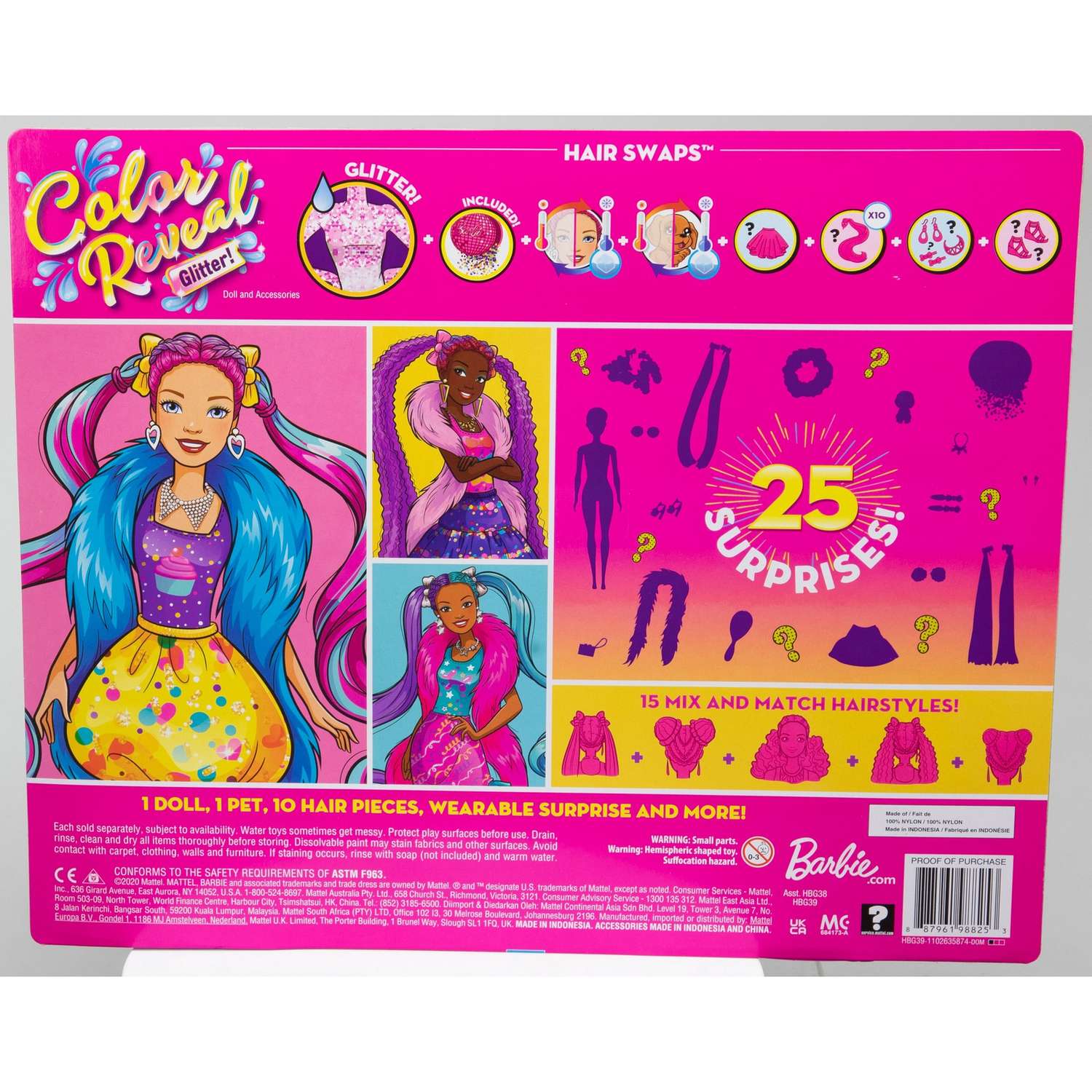 Набор Barbie Кукла из серии Блеск Сменные прически в непрозрачной упаковке (Сюрприз) HBG39 HBG39 - фото 3