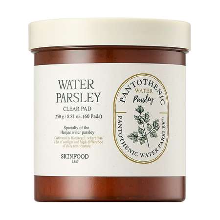 Диски для лица Skinfood Water parsley с витамином b5 и экстрактом омежника очищающие 60 шт.