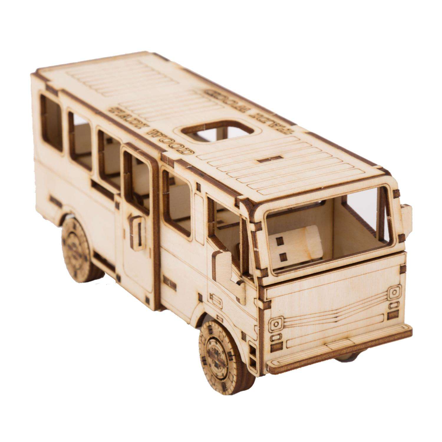 Сборная модель деревянная TADIWOOD Автобус 20.5 см. 82 детали - фото 1