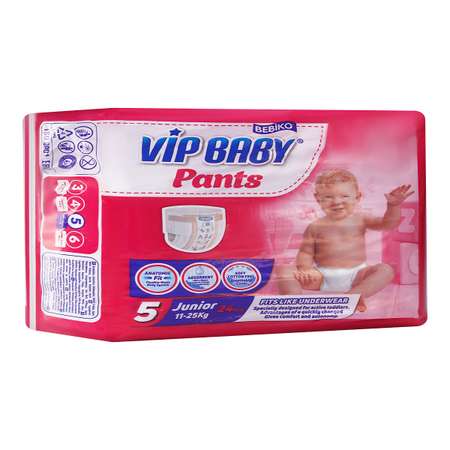 Трусики подгузники Paksel Vip Baby PANTS Junior для малышей весом 11-25 кг 24 шт/уп