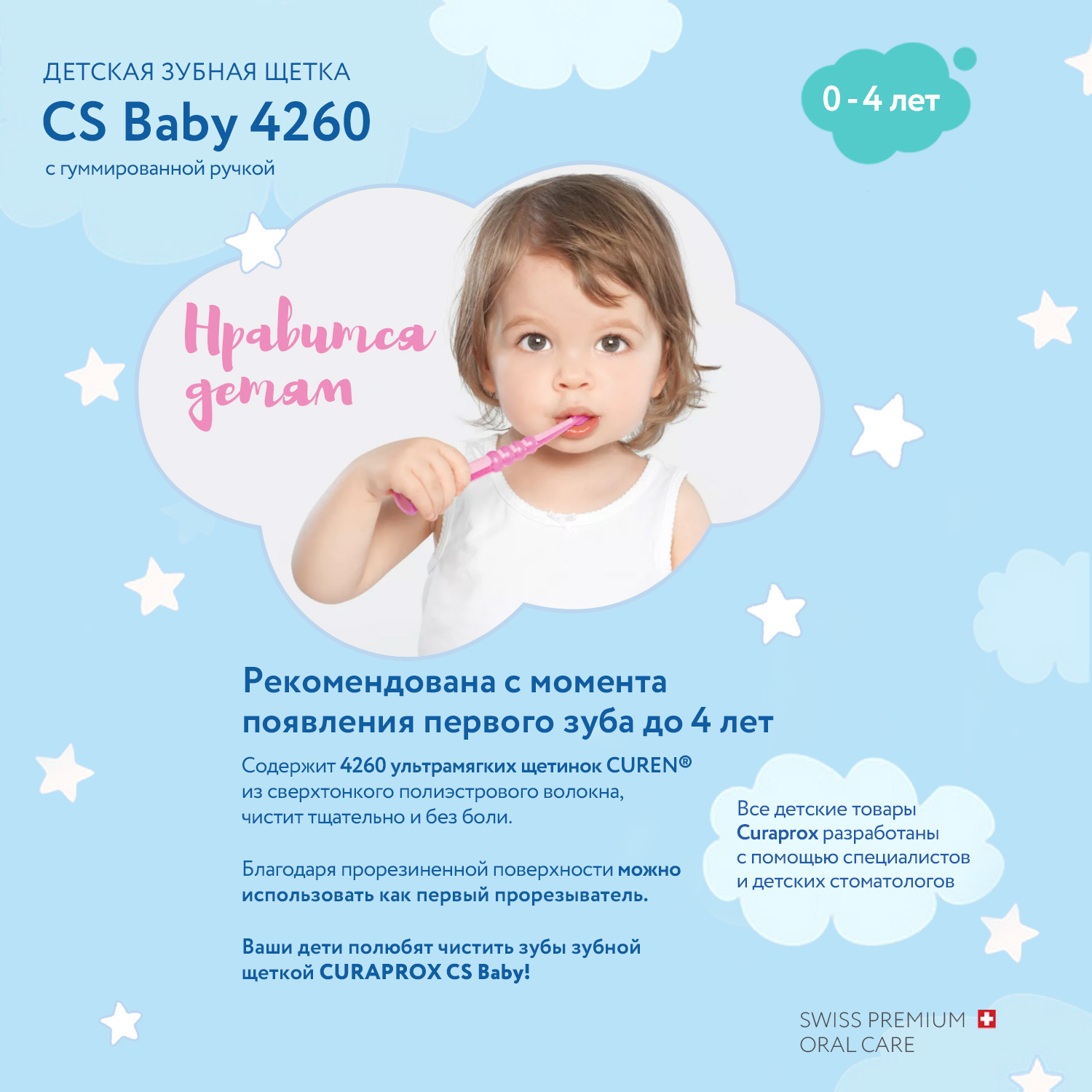 Зубная щетка Curaprox Детская c гуммированной ручкой серия Baby - фото 6