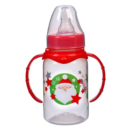 Бутылочка для кормления Sima-Land «Новогоднее хо хо» 150 мл цилиндр подарочная упаковка с ручками