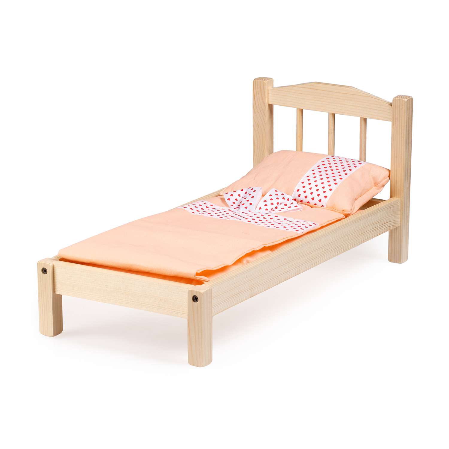 Кроватка для кукол Тутси с одной спинкой светлая деревянная 1-306-2021 - фото 1