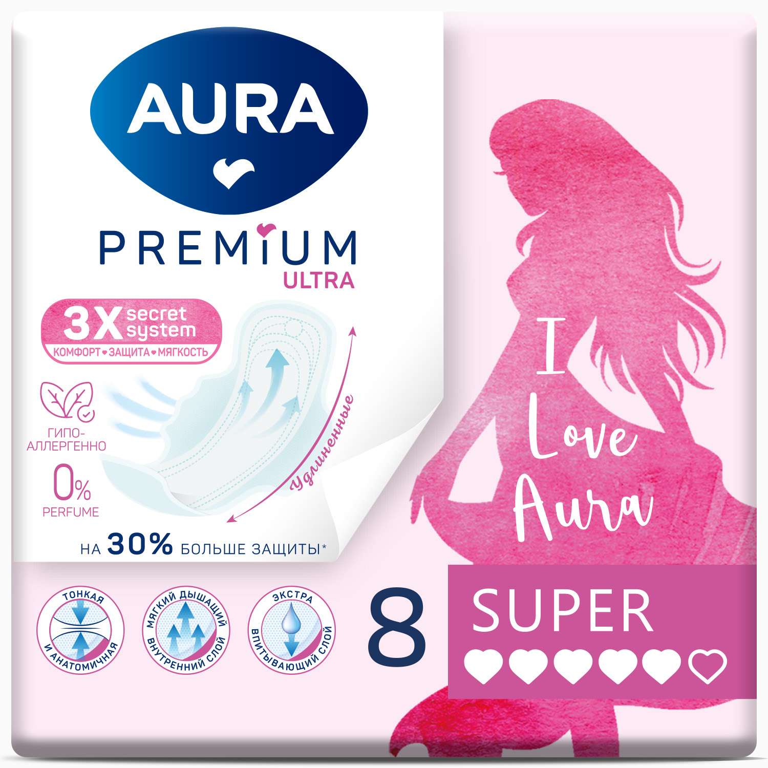 Прокладки AURA PREMIUM женские гигиенические SUPER 8шт х 6 шт - фото 2