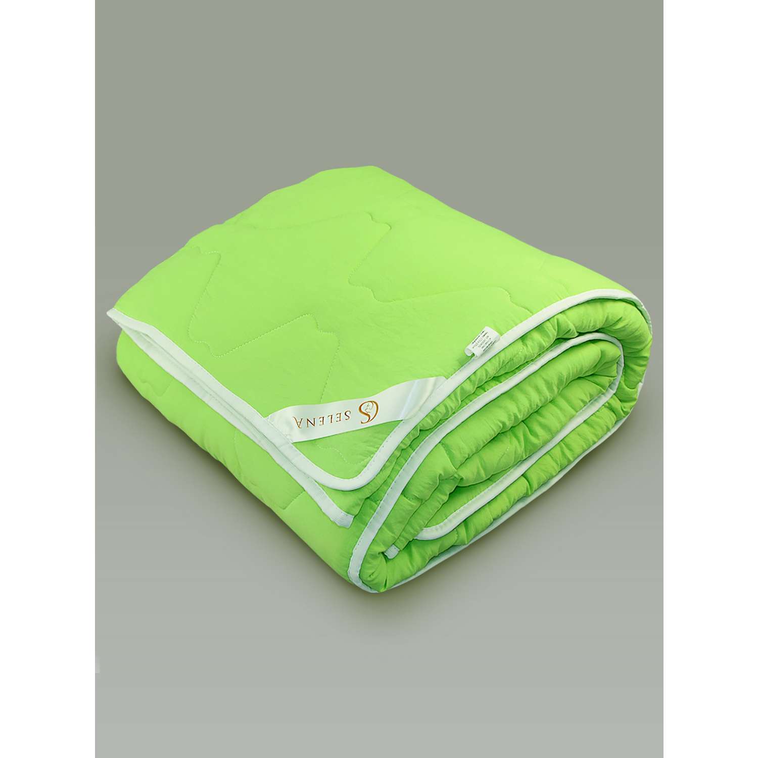 Одеяло SELENA Crinkle line 140х205 см с наполнителем Лебяжий пух зеленое - фото 1