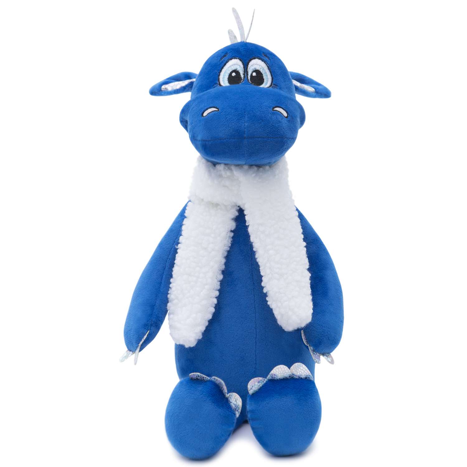 Мягкая игрушка KULT of toys Дракон Дизель синий с шарфиком 25 см - фото 1