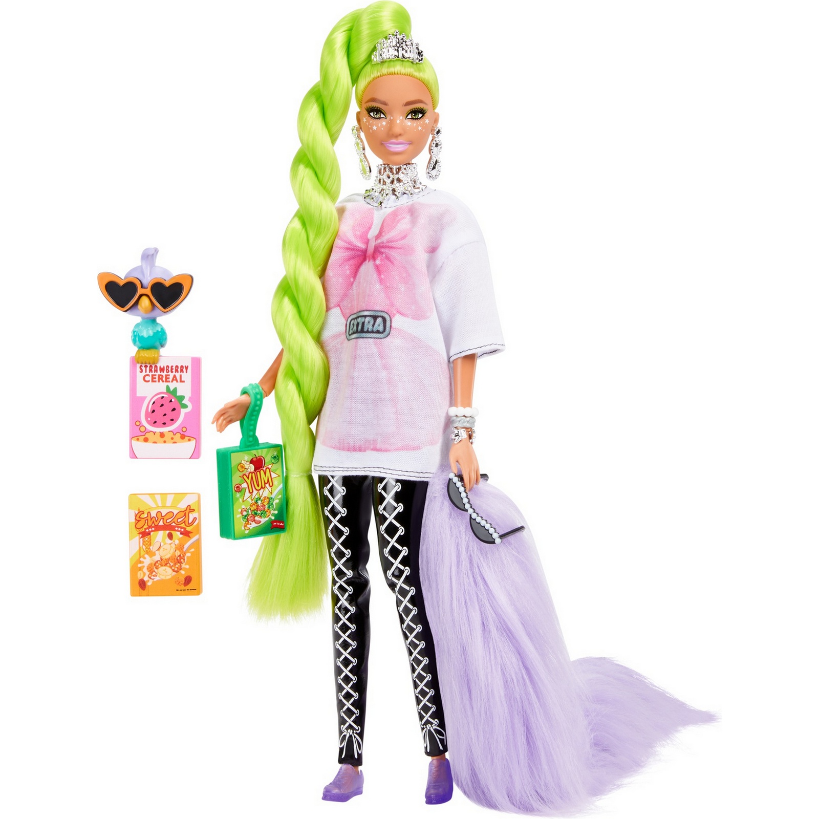 Barbie Кукла Экстра с зелеными неоновыми волосами