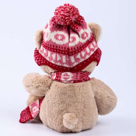 Мягкая игрушка Milo Toys «Little Friend» мишка в шапке и шарфе цвет розовый