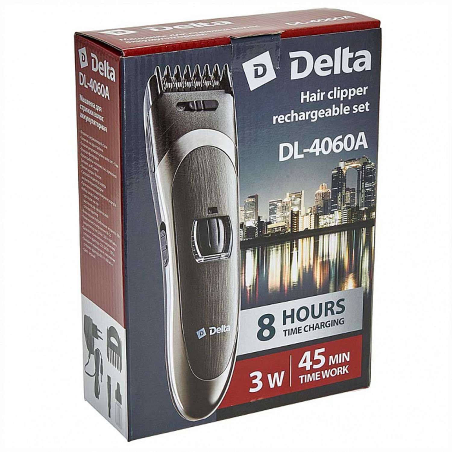Машинка для стрижки волос Delta DL-4060A черный 3 Вт аккумулятор филировка съемный гребень - фото 4